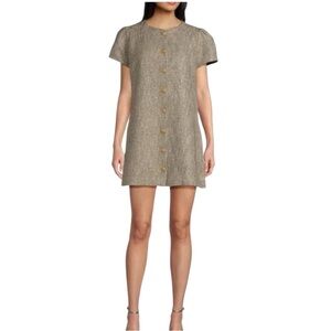 Abbey Glass Ellen Sparkle Tweed Dress Sz M Mini Button Down NWT